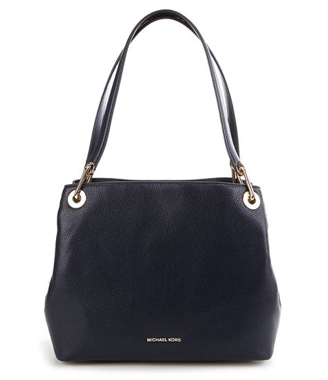 michael michael kors silver-tone raven large shoulder tote|michael kors large raven bag.